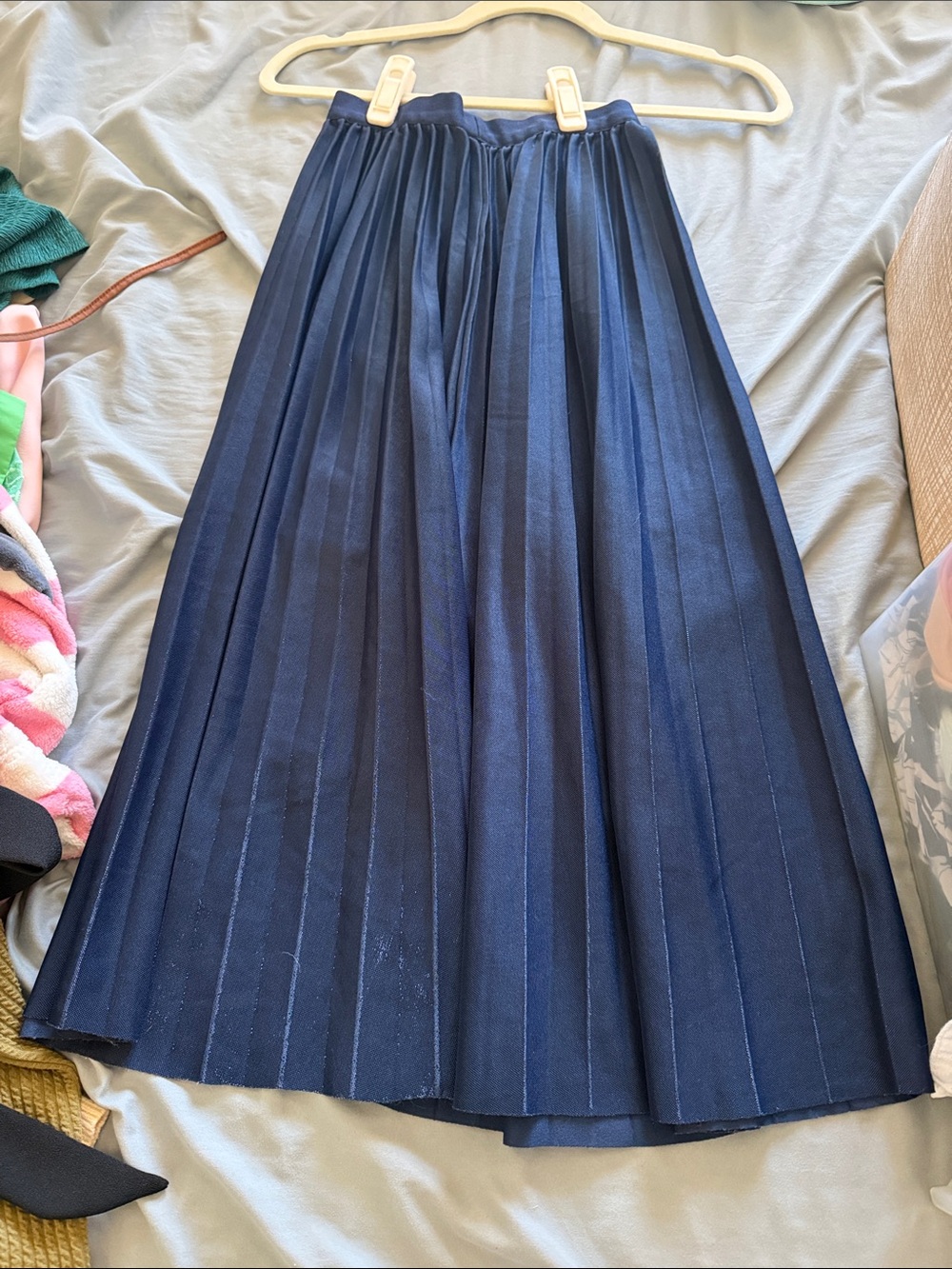 SHEIN Navy Pleated Midi Skirt